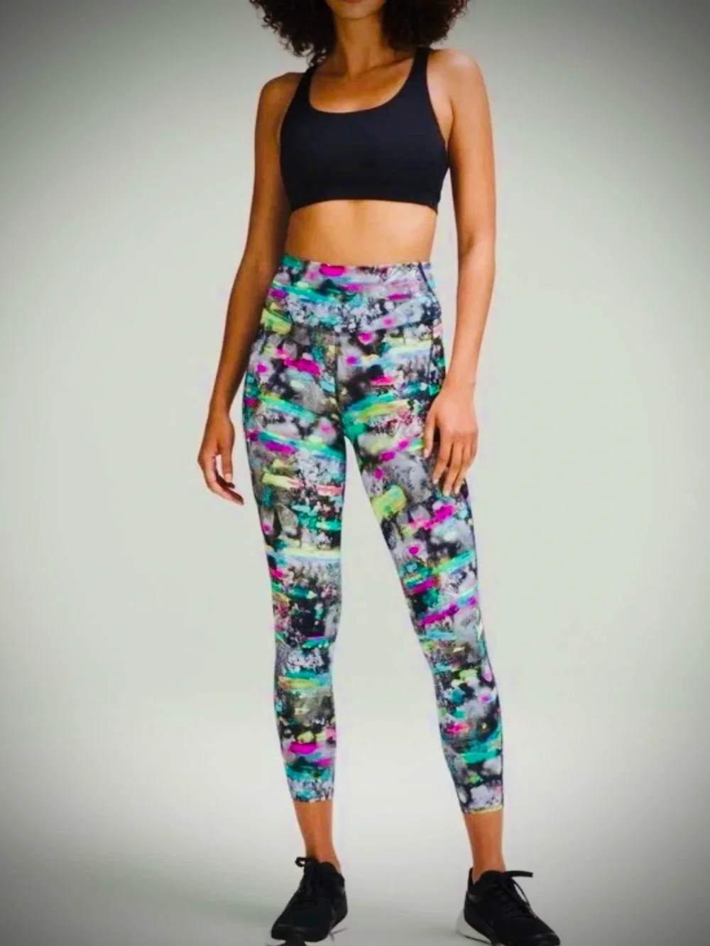 Lululemon Fast Free High-Rise 23" Crop Womens 8 Legging Paint Drift Multi Nulux - Picture 10 of 13